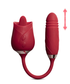 10-Speed Red Color Silicone Clitoral Rose Sex Toy with Thrusting Vibrator (Type I)