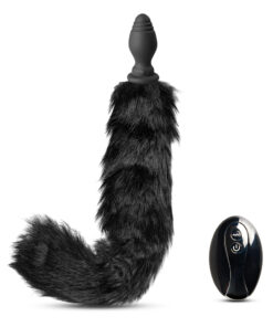 10 Speeds Black Tail Remote Control Rechargeable Vibrating Butt Plug