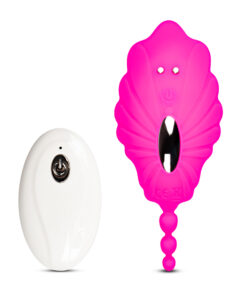 10 Speeds Magenta Color Remote Control Silicone Wearable Panty Vibrator with Beads