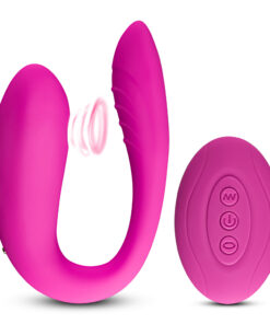 10 Speeds Pink Remote Control Rechargeable Clitoral and Couple Vibrator with Sucking Function