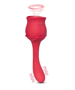 10 Speeds Red Color Silicone Clitoral Sucking Rose with G-Spot Vibrator