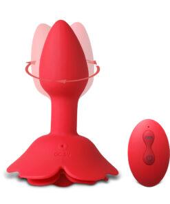 10 Speeds Red Color Silicone Vibrating and Rotating Anal Plug