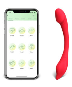 11-Speed Red Vibrator with App Control, Waterproof, USB Rechargeable, 7.88" Length, 5.12" Insertable