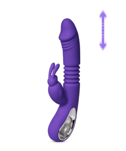 12-Speed Purple Color Silicone Thrusting Rabbit Vibrator with Heating Function