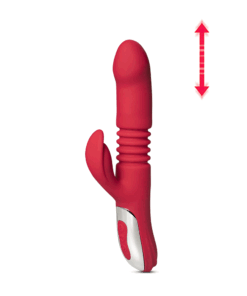 12-Speed Red Color Silicone Thrusting Vibrator with Heating Function