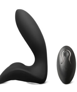 12 Speeds Remote Control Rechargeable Black Silicone Prostate Massager