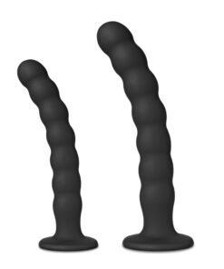 2 PCS Black Color Beaded Silicone Butt Plug