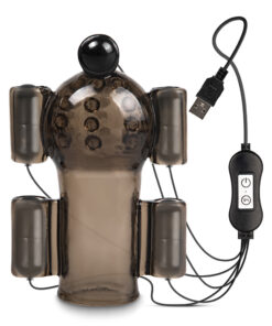 20 Speeds Black Color Penis Trainer with 5 Vibrators