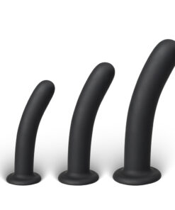 3 PCS Black Color Silicone Dildo Set For Strap On