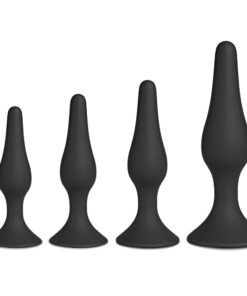 4 PCS Black Color Silicone Butt Plug Set