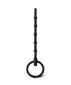6.3'' Black Silicone Cum-Thru Penis Plug with Ring