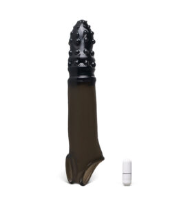 6.7'' Black Vibrating Penis Sleeve with Waterproof Single-Speed Bullet
