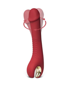 8-Speed Red Color Silicone Penis Shape Vibrator with Rotation Function