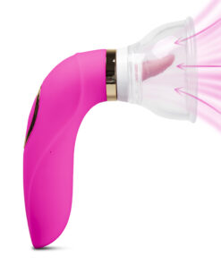8 Speeds Pink Color Clitoral Sucking & Licking Massager with Tongue & 2 Cups ( Short Size Version Without Vibrator )