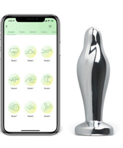 9-Speed Electroplated Silver Vibrating Anal Plug with App Control, 9 CM Length