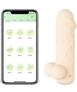 App-Controlled Flesh Color 10-Speed Rechargeable Waterproof Vibrating Mini Dildo