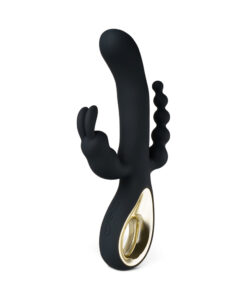 Black 10-Speed Waterproof Vibrating Silicone Vibrator - Rechargeable