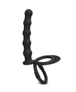 Black Color Silicone Anal Beads with 2 Cock Rings