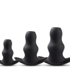 Black Color Silicone Hollow Butt Plug Set ( 3 PCS )