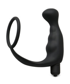 Black Silicone Anal Plug Vibrator with Ring