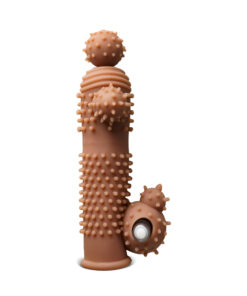 Brown Vibrating Penis Sleeve I - Single-Speed, TPE, 6.70'' Length, Waterproof with Batteries Included