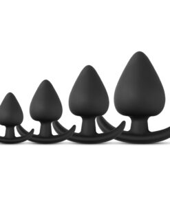 Fat Black Color Silicone Butt Plug Set ( 4 PCS )