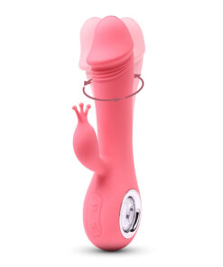 Pink Color 7 Speeds Rechargeable Silicone Penis Shape Vibrator with Rotation and Heating