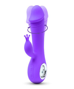 Purple Color 7 Speeds Rechargeable Silicone Penis Shape Vibrator with Rotation and Heating