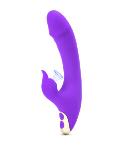 Purple Color 9 Speeds Rechargeable Silicone Penis Vibrator with Sucking Function