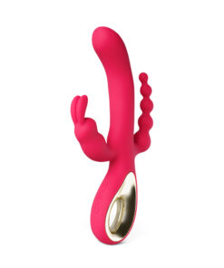 Red 10-Speed Waterproof Vibrating Silicone Vibrator - Rechargeable