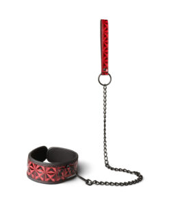 Red Color Embossed Bondage Collar