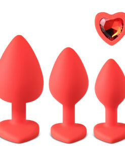 Red Color Silicone Butt Plug Set ( Heart Shape )