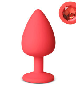 Red Large Size Silicone Anal Plug with Red Diamond