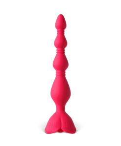 Red Vibrating Anal Beads with Flower-Shaped Base - 9-Speed, 19.6 CM Length