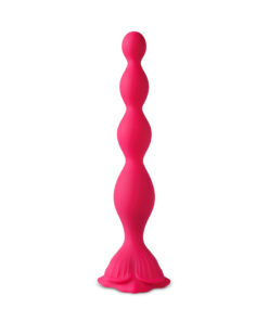 Red Vibrating Anal Beads with Flower-Shaped Base - 9-Speed, 20 CM Length