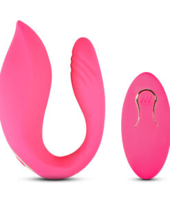 Remote Control 10-Speed Pink Color Rechargeable Silicone Vibrator (Dual Vibrators)