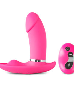 Remote Control 10-Speed Rechargeable Pink Color Silicone Butterfly with Penis Vibrator