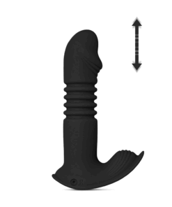 Remote Control Black Color 12-Speed Thrusting Wearable Vibrator with Heating Function
