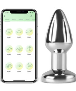 Silver Color 9-Speed App-Controlled Vibrating Metal Plug