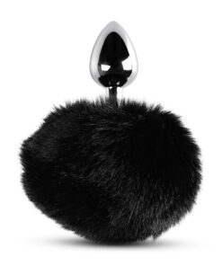 Small Size Metallic Anal Plug with Short Black Color Tail