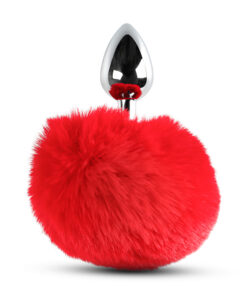 Small Size Metallic Anal Plug with Short Red Color Tail