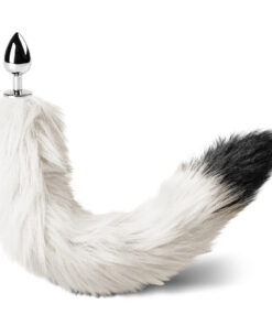 Small Size Metallic Anal Plug with White and Black Color Tail