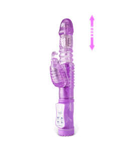 USB Rechargeable Purple Color Thrusting Butterfly Pearls Vibrator
